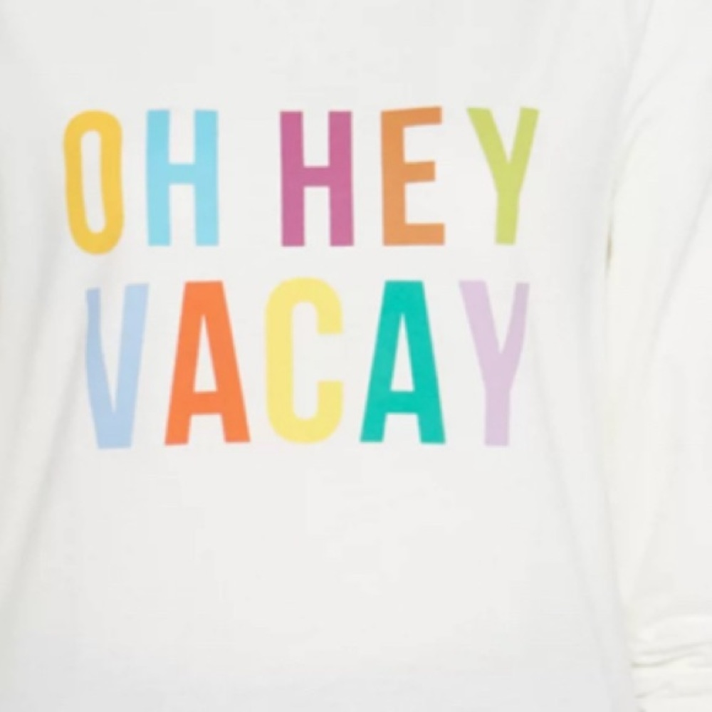 Sonoma Oh Hey Vacay Sweatshirt XL White NWOT Colorful Lightweight Casual